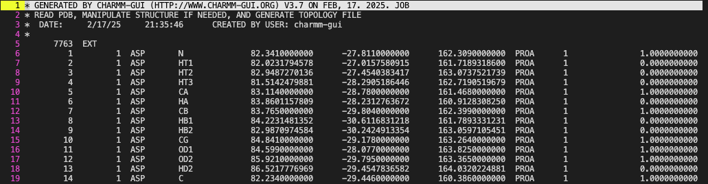 Coordinates in CHARMM-CRD format